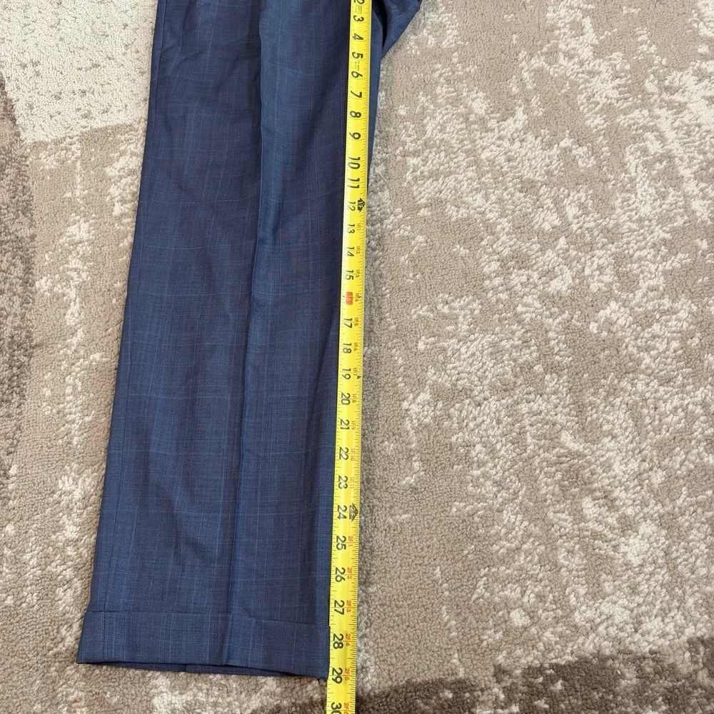 Jos. A. Bank Signature Collection Mens Two Piece Suit Blue Glen Plaid 40R 34x29